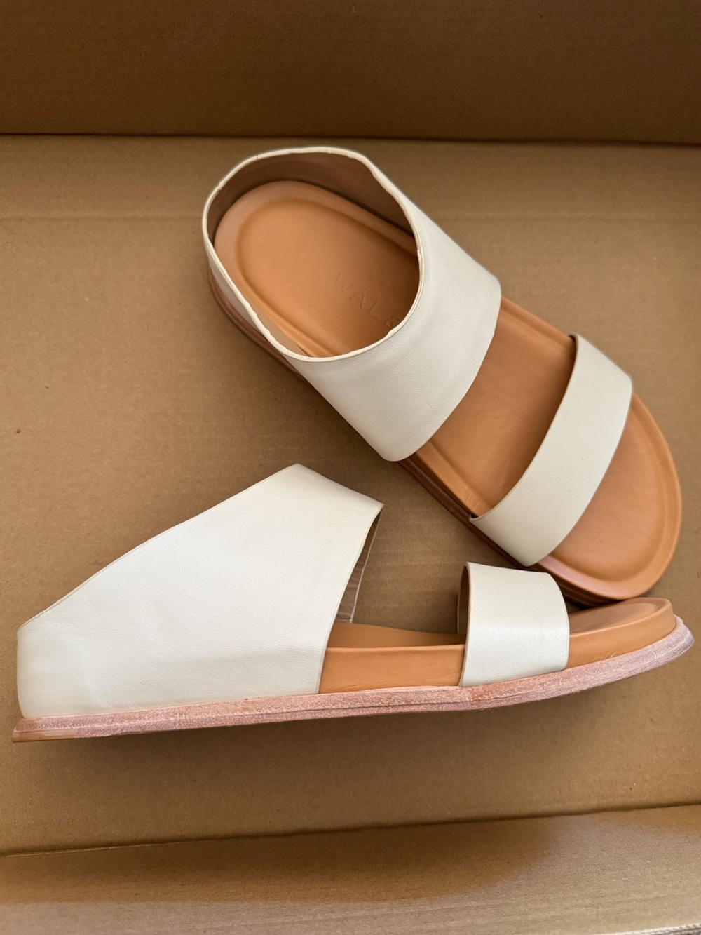 Wal & Pai slip on sandals white leather 39
